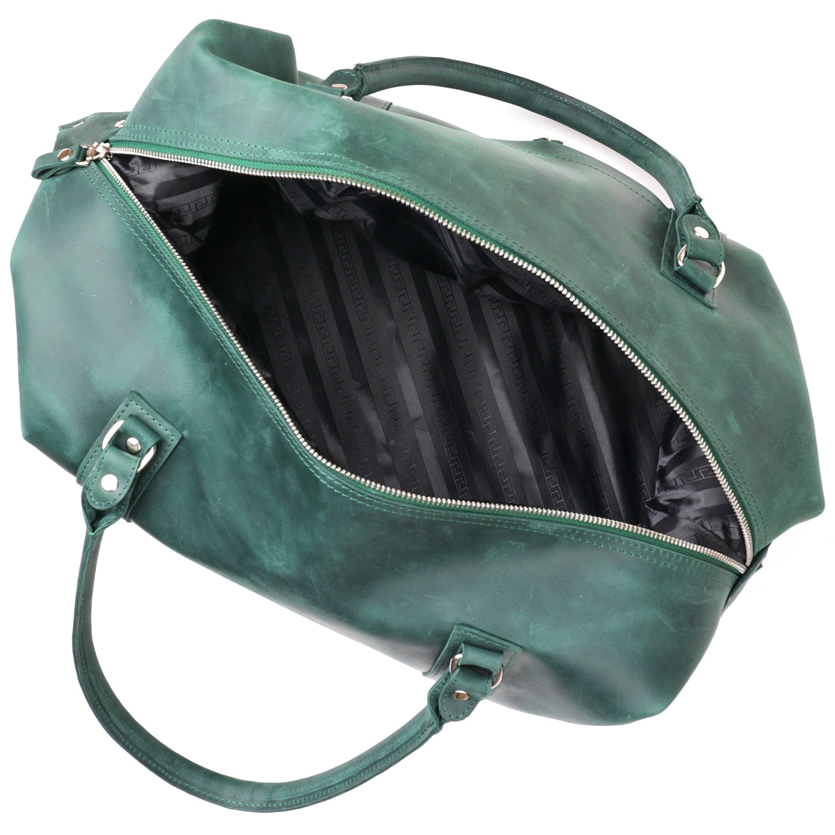 Travel Bag SHVIGEL 11128 Green Natural Leather Durable Design from Ukraine
