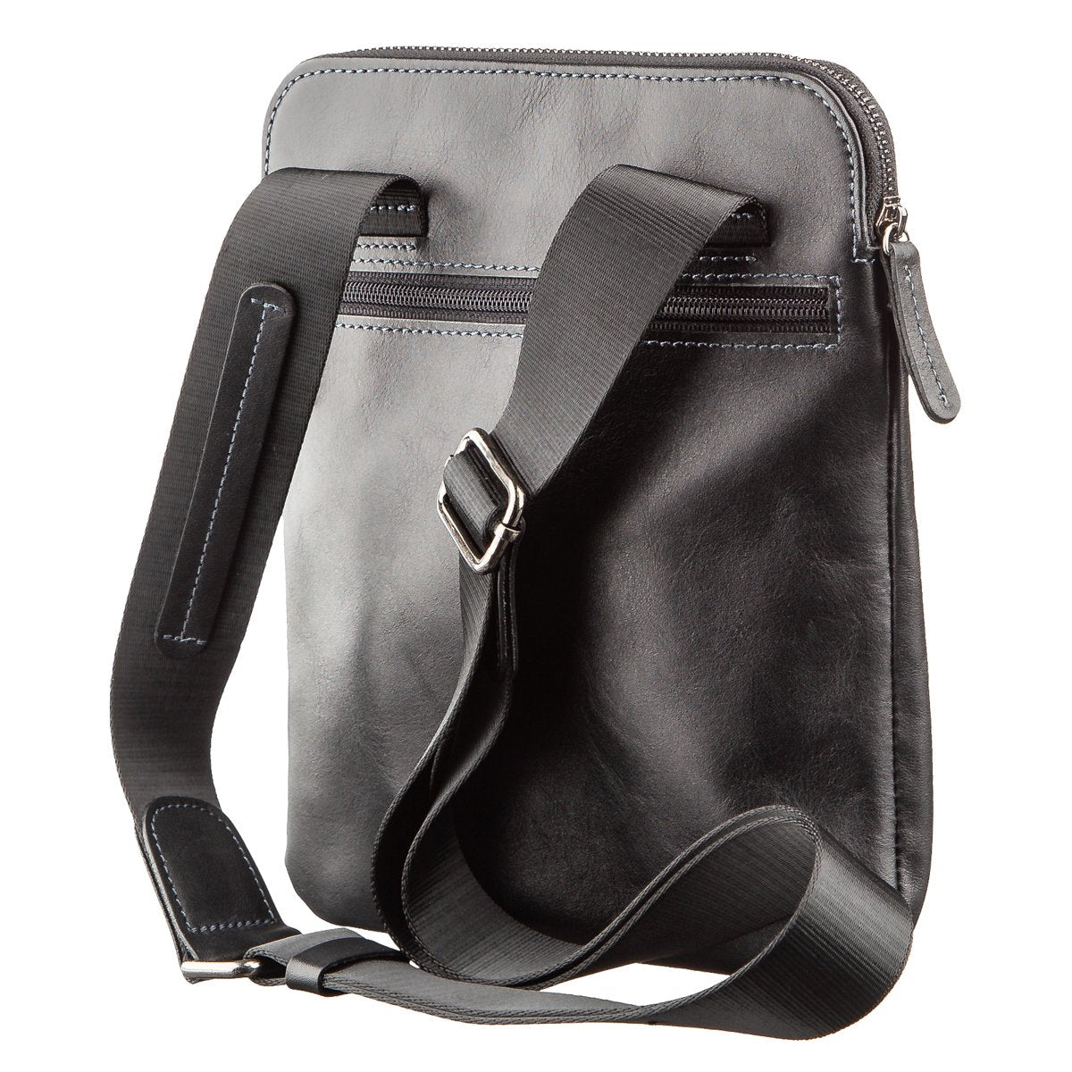 Vertical Men's Messenger Bag SHVIGEL 11177 Vintage Leather Black, Natural Material