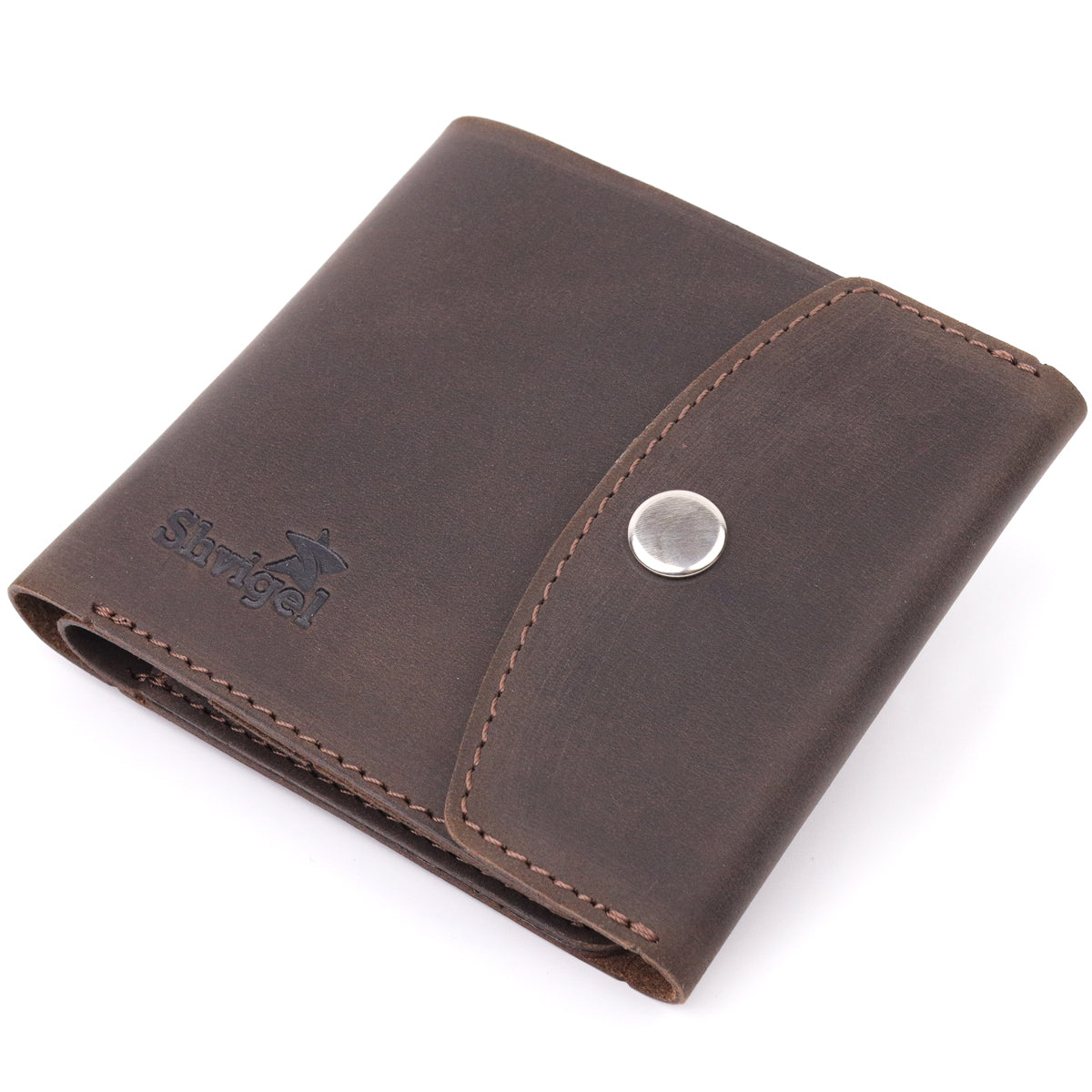 Vintage Leather Wallet SHVIGEL 16613 Brown Handmade from Natural Leather