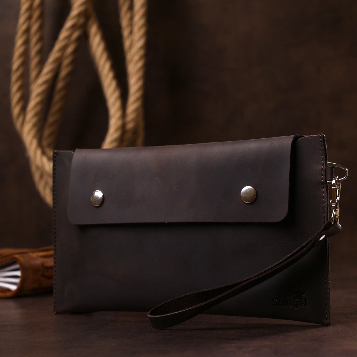 Vintage Leather Travel Cosmetic Bag SHVIGEL 16428 Brown Natural Leather Quality