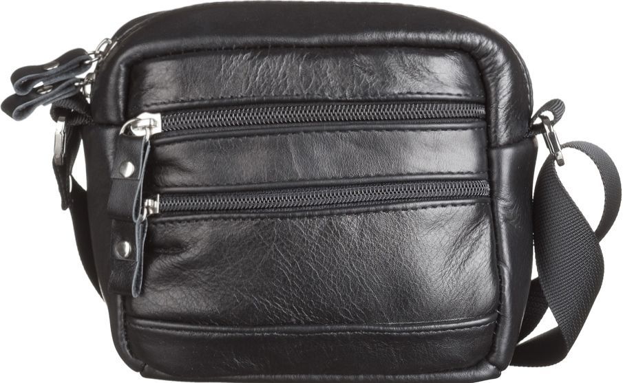 Men's Leather Bag SHVIGEL 15213 Black Genuine Leather Handmade from Ukraine