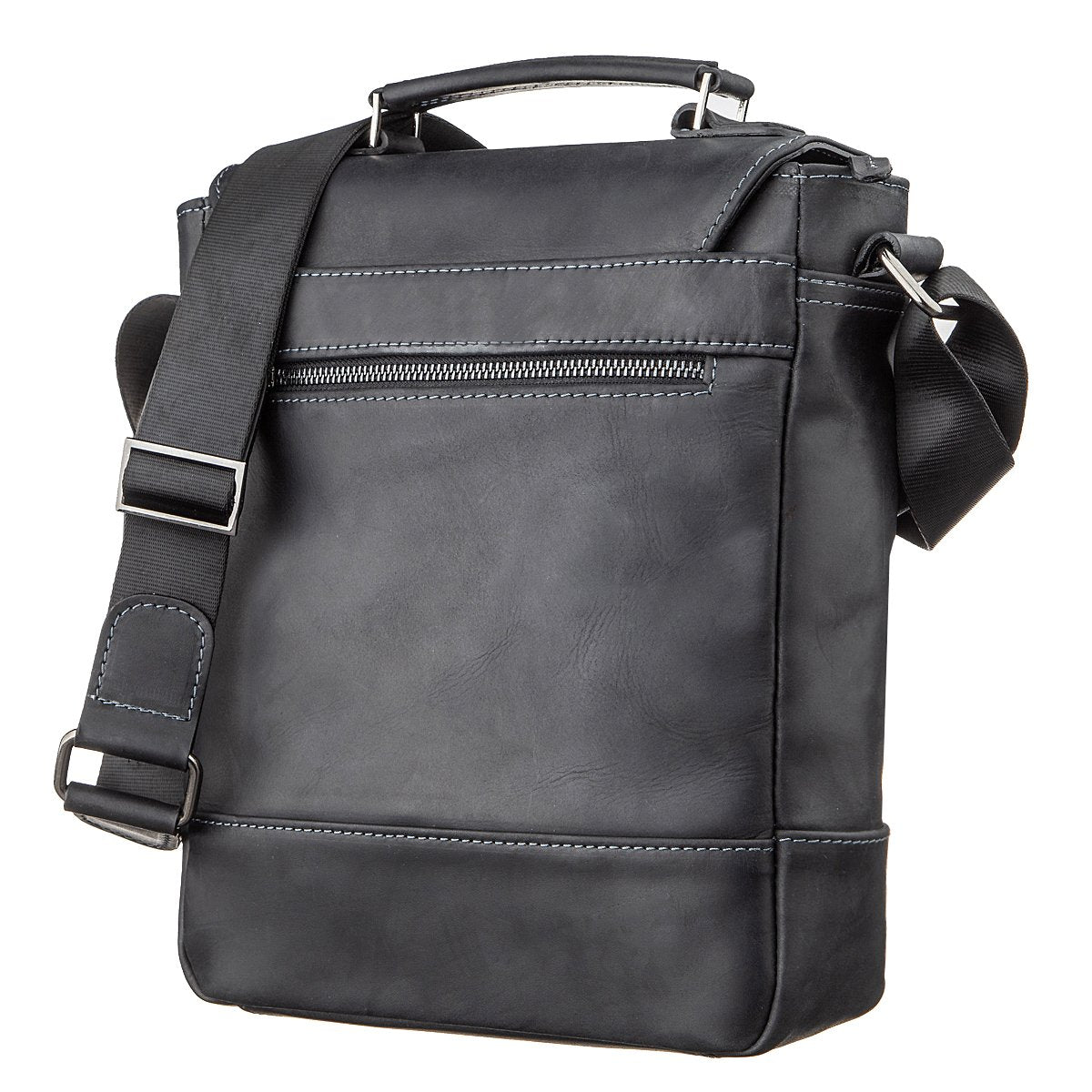 Men's Vintage Leather Bag SHVIGEL 11137 Black Made in Ukraine Natural Leather