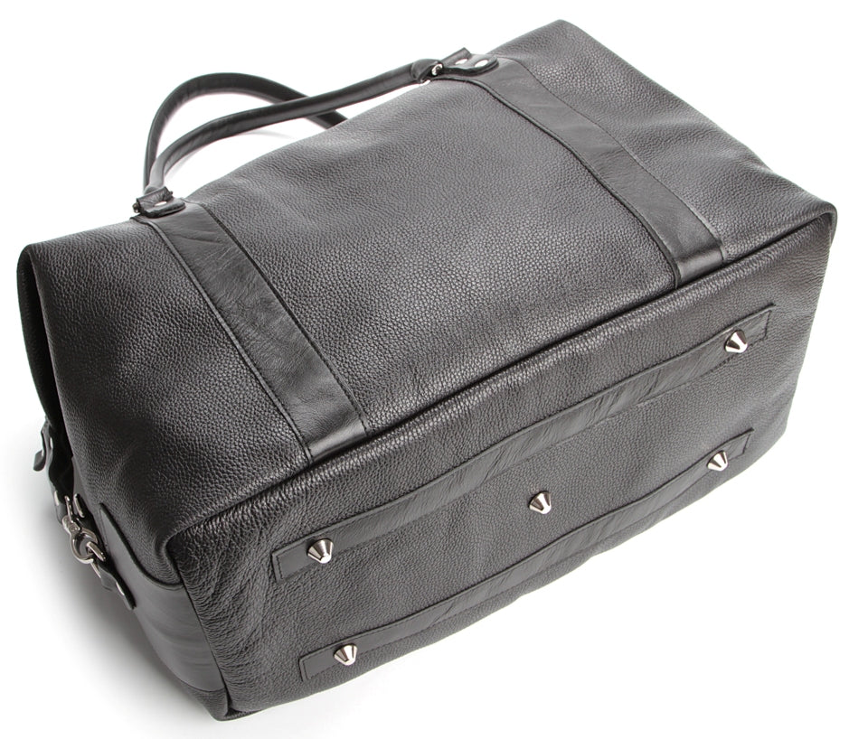 Travel Bag SHVIGEL 00881 Black Natural Leather Handmade in Ukraine