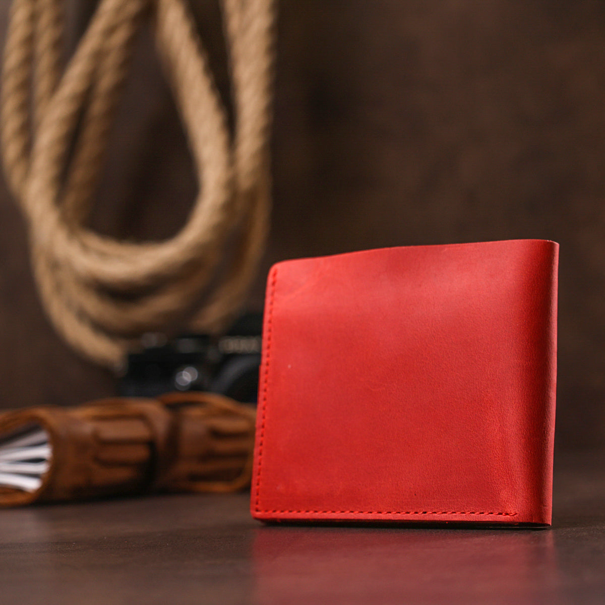 Vintage Red Leather Wallet for Women SHVIGEL 16434 - Made in Ukraine, Genuine Leather