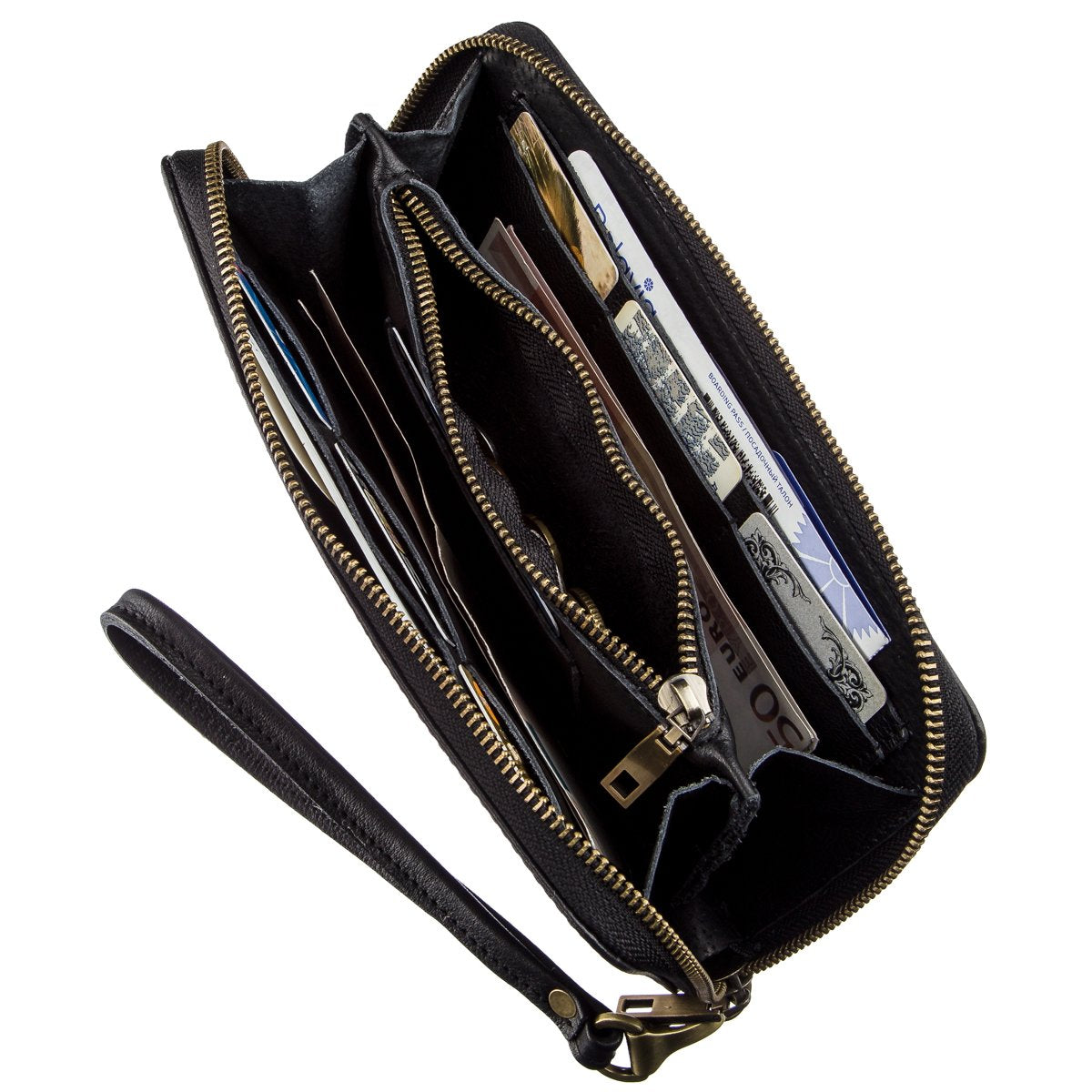 Men's Horizontal Leather Clutch by SHVIGEL 19120 in Black - Genuine Leather, Ukrainian Craftsmanship
