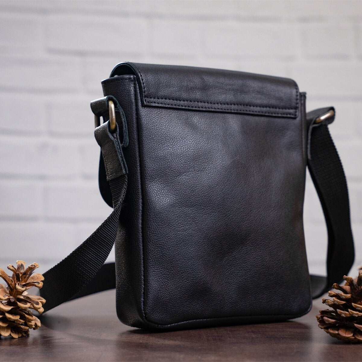 Men's Leather Bag - SHVIGEL 19100 - Black - Natural Leather - Handmade in Ukraine