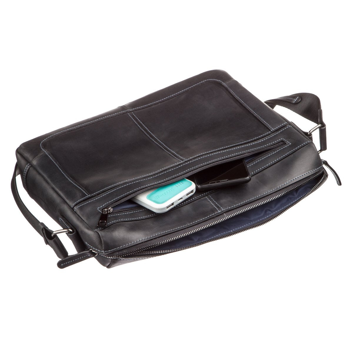 Men's Leather Shoulder Business Bag SHVIGEL 11246 Black Genuine Leather Durable Design
