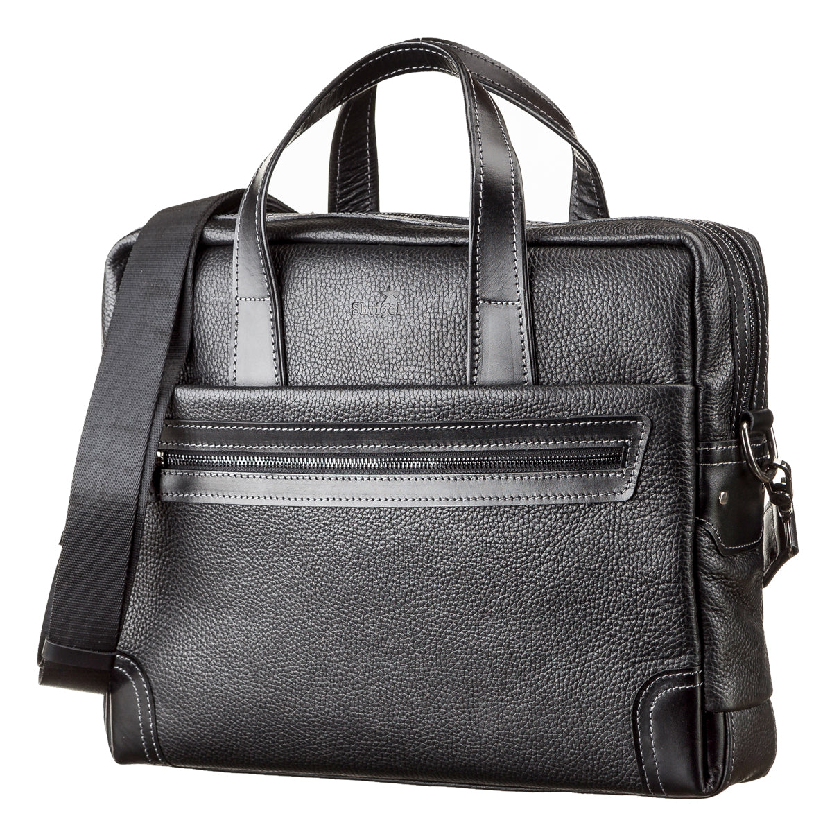 Leather Laptop Bag SHVIGEL 11110 Black Natural Leather Made in Ukraine