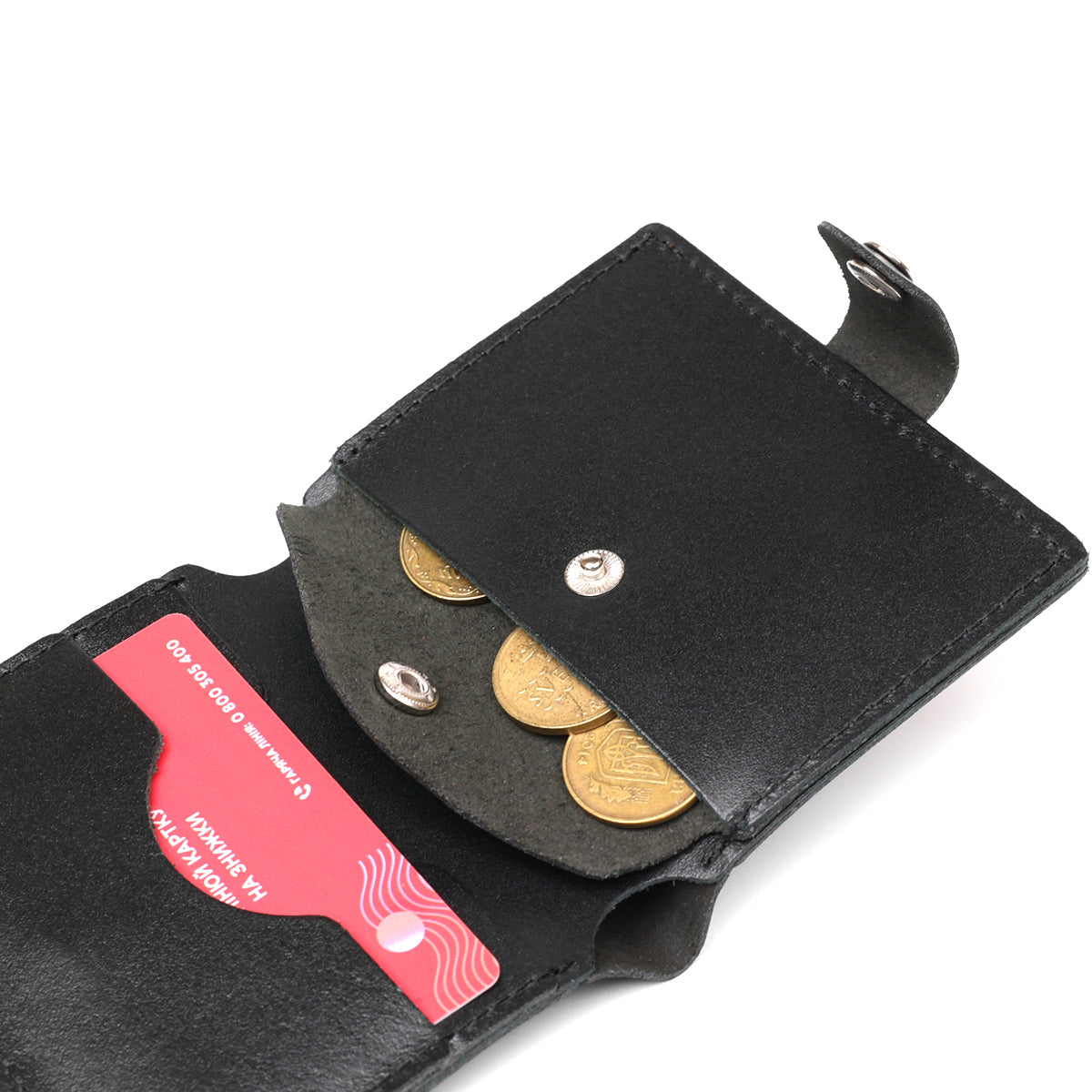 Vertical Men's Leather Wallet with Coin Pocket SHVIGEL 16221 Black - Genuine Leather from Ukraine