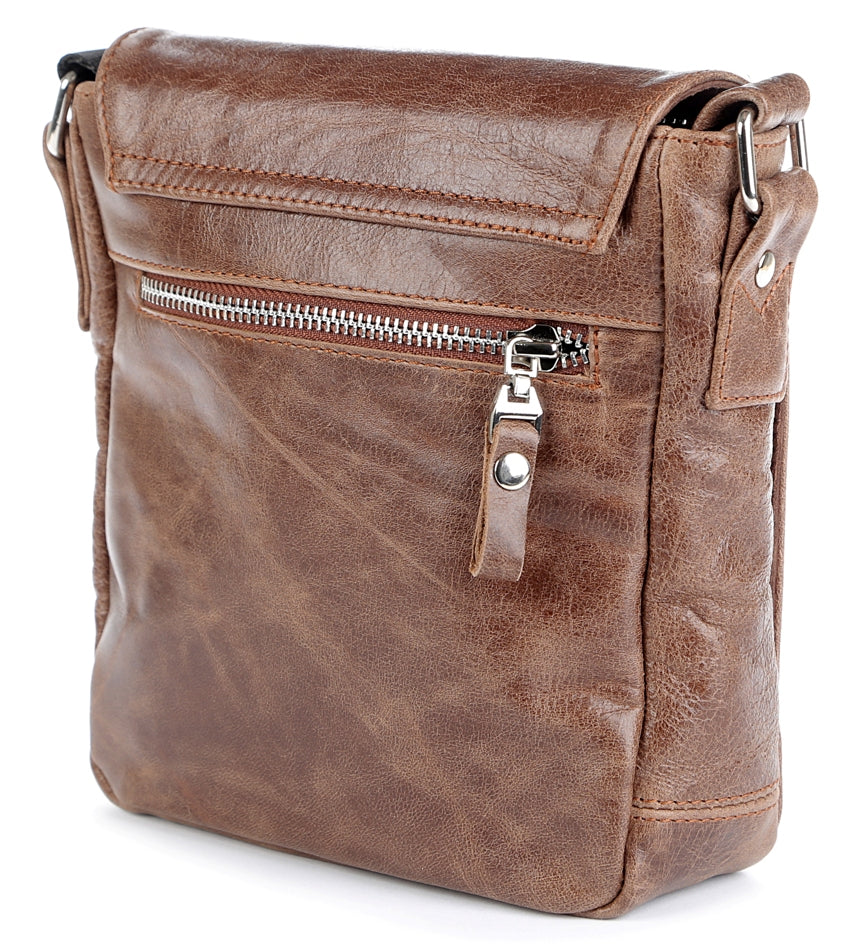 Leather Bag SHVIGEL 00978 Brown Genuine Leather Handmade in Ukraine