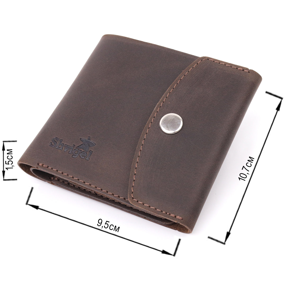 Vintage Leather Wallet SHVIGEL 16613 Brown Handmade from Natural Leather