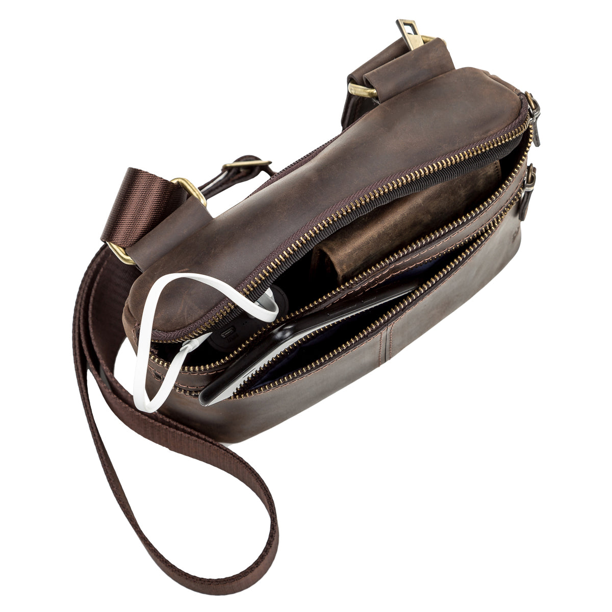 Men's Leather Bag SHVIGEL 11094 Brown Natural Leather High-Quality Craftsmanship