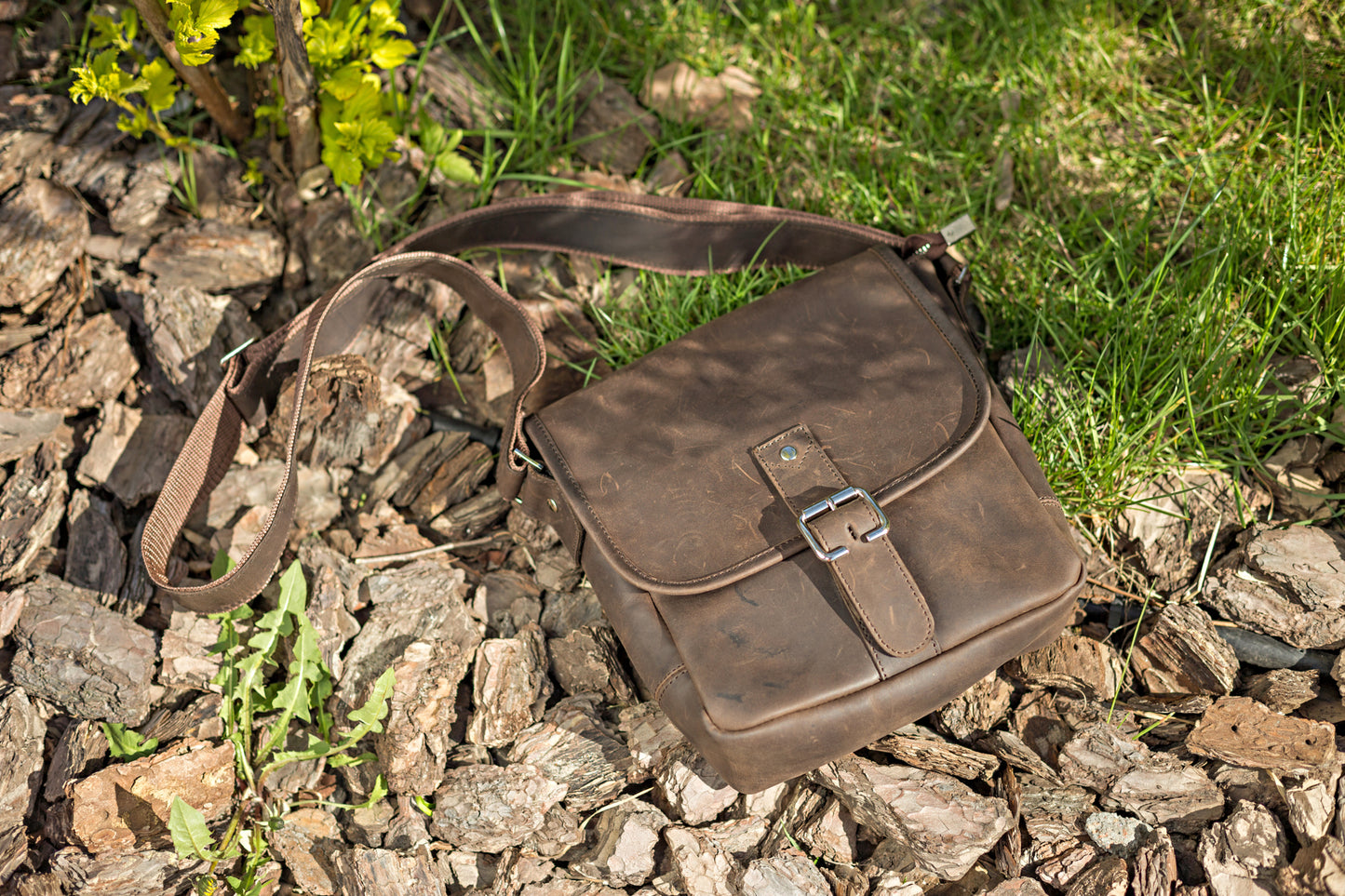 Vintage Leather Bag SHVIGEL 00890 Brown Natural Leather Made in Ukraine