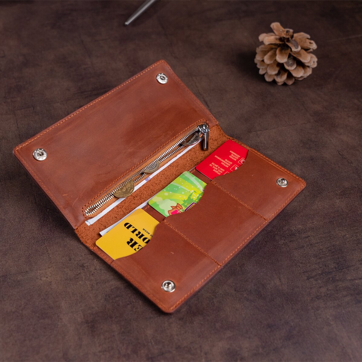 Men's Vertical Wallet SHVIGEL 16199 Red Matte Genuine Leather from Ukraine