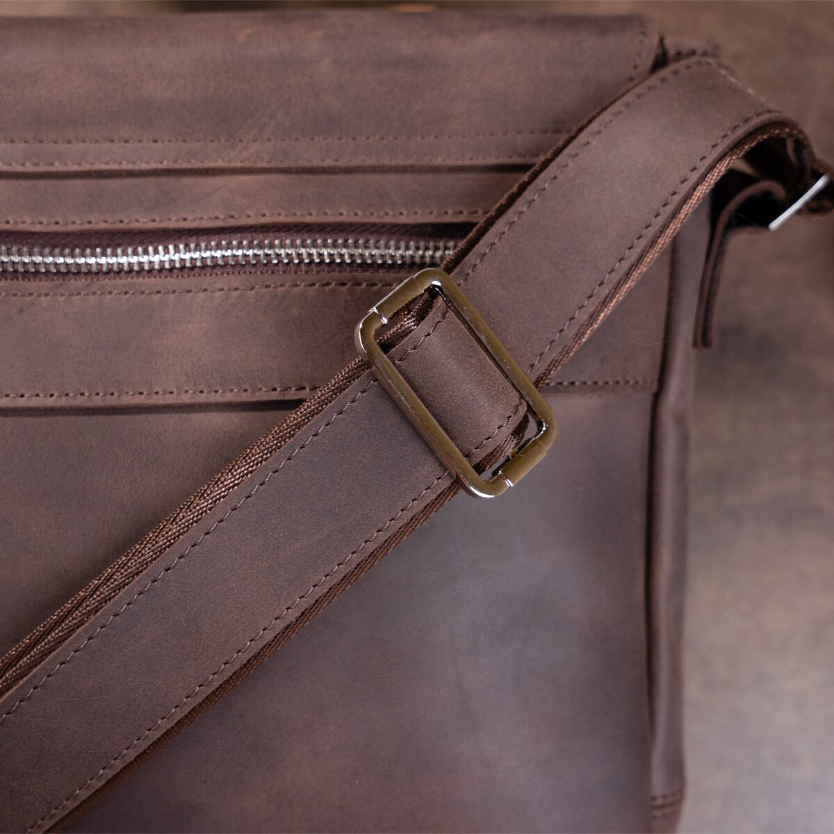 Leather Messenger Bag SHVIGEL 00884 Brown Natural Leather Made in Ukraine