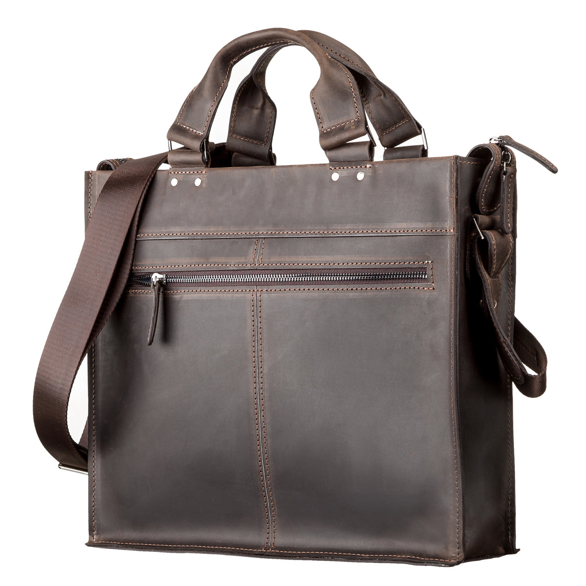 Leather Laptop Bag SHVIGEL 11109 Brown Natural Leather, Made in Ukraine