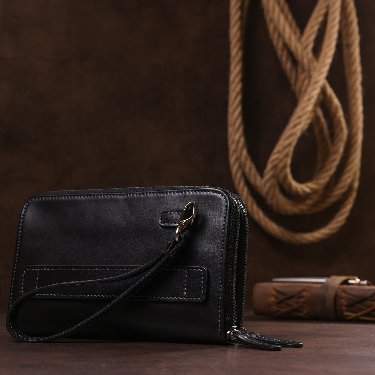 Men's Leather Clutch SHVIGEL 11082 Black Crafted from Natural Leather - Ukraine Made