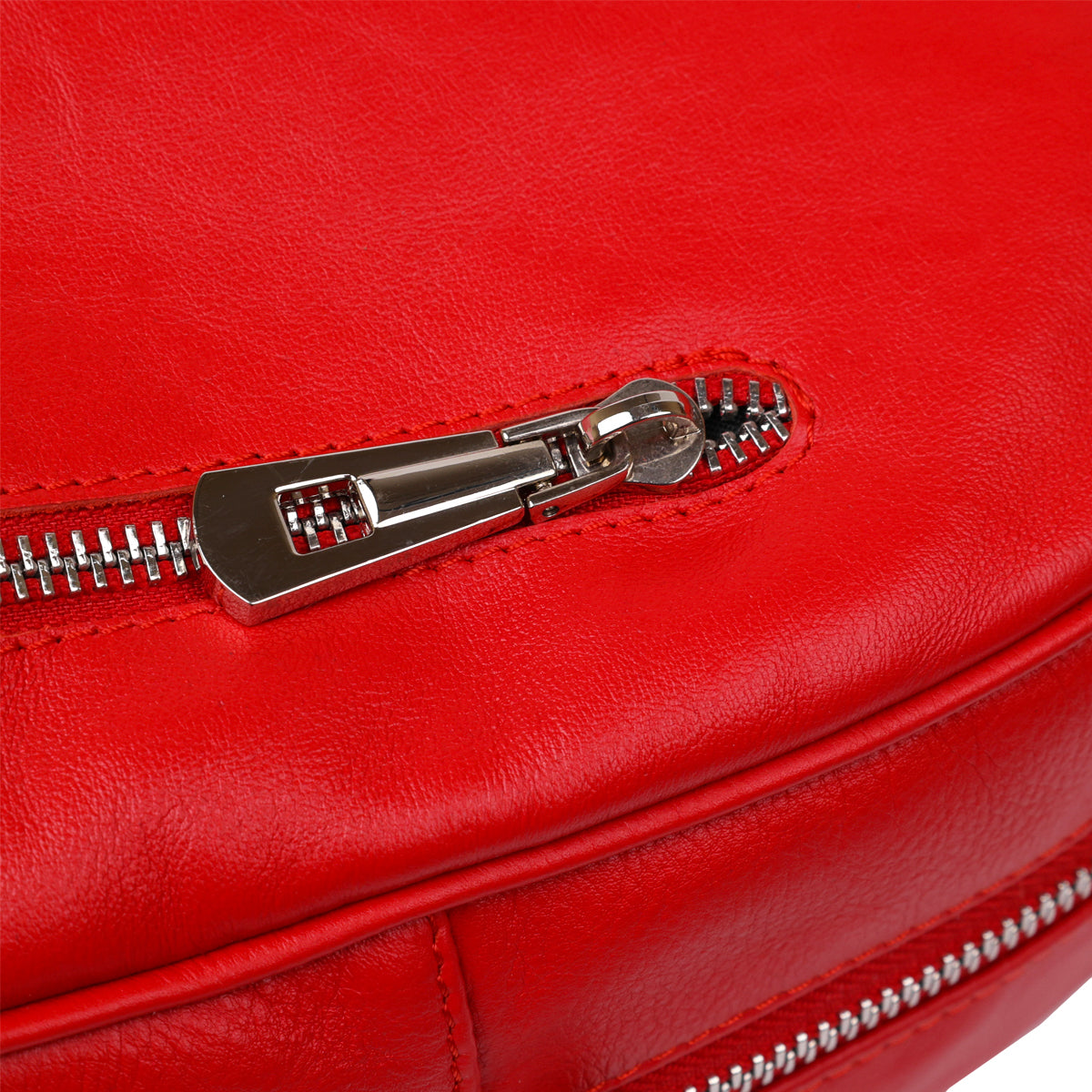 Bright Red Women's Leather Backpack by SHVIGEL, Model 16316 - Made in Ukraine