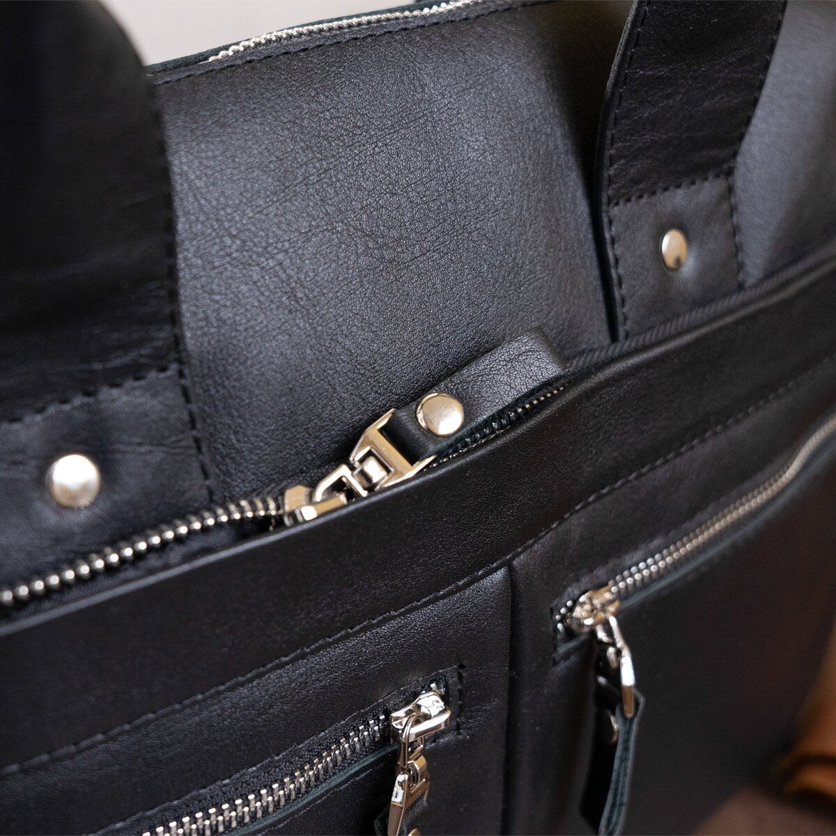 Laptop Bag SHVIGEL 11041 Black Genuine Leather Handmade in Ukraine
