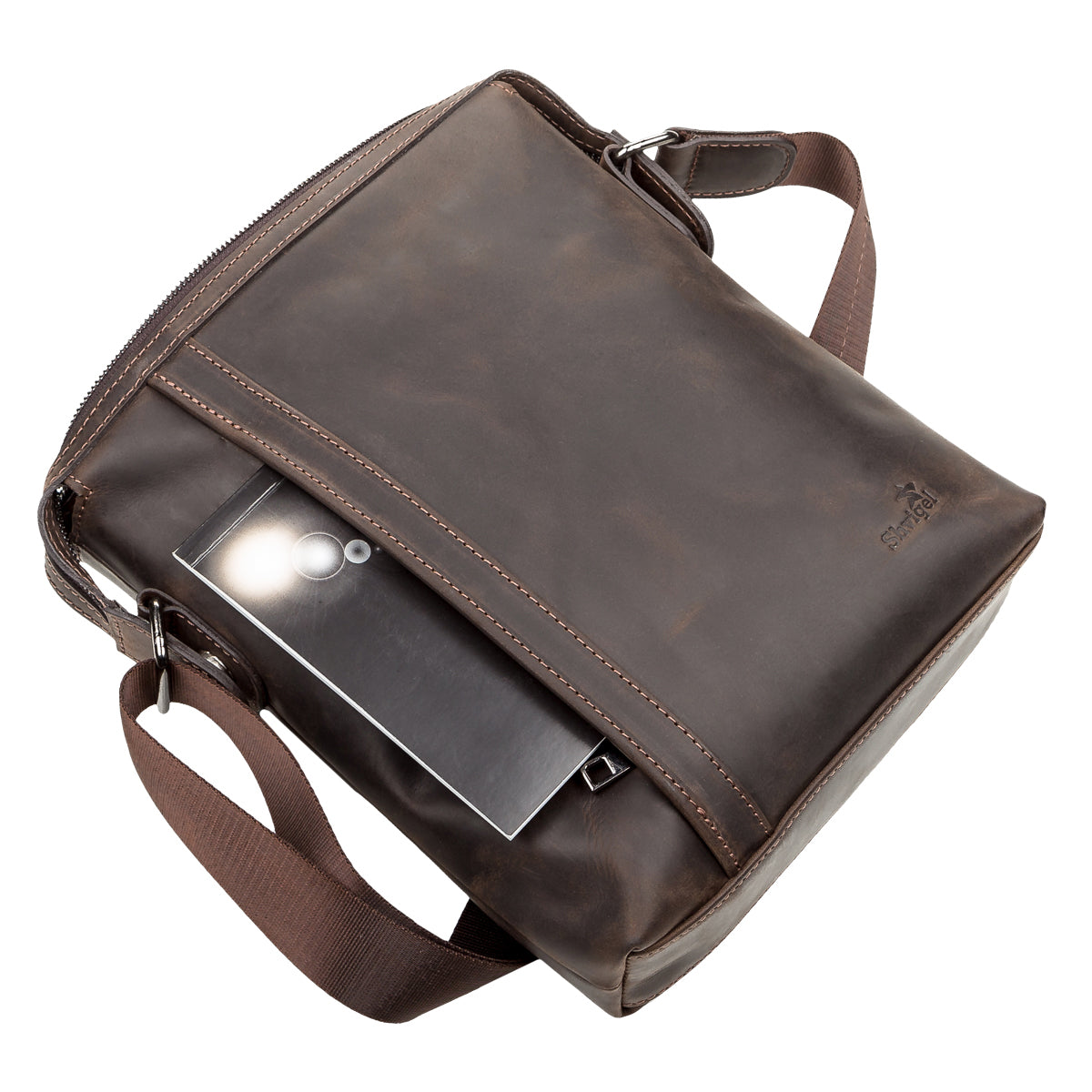 Men's Leather Bag SHVIGEL 11099 Brown Genuine Leather from Ukraine