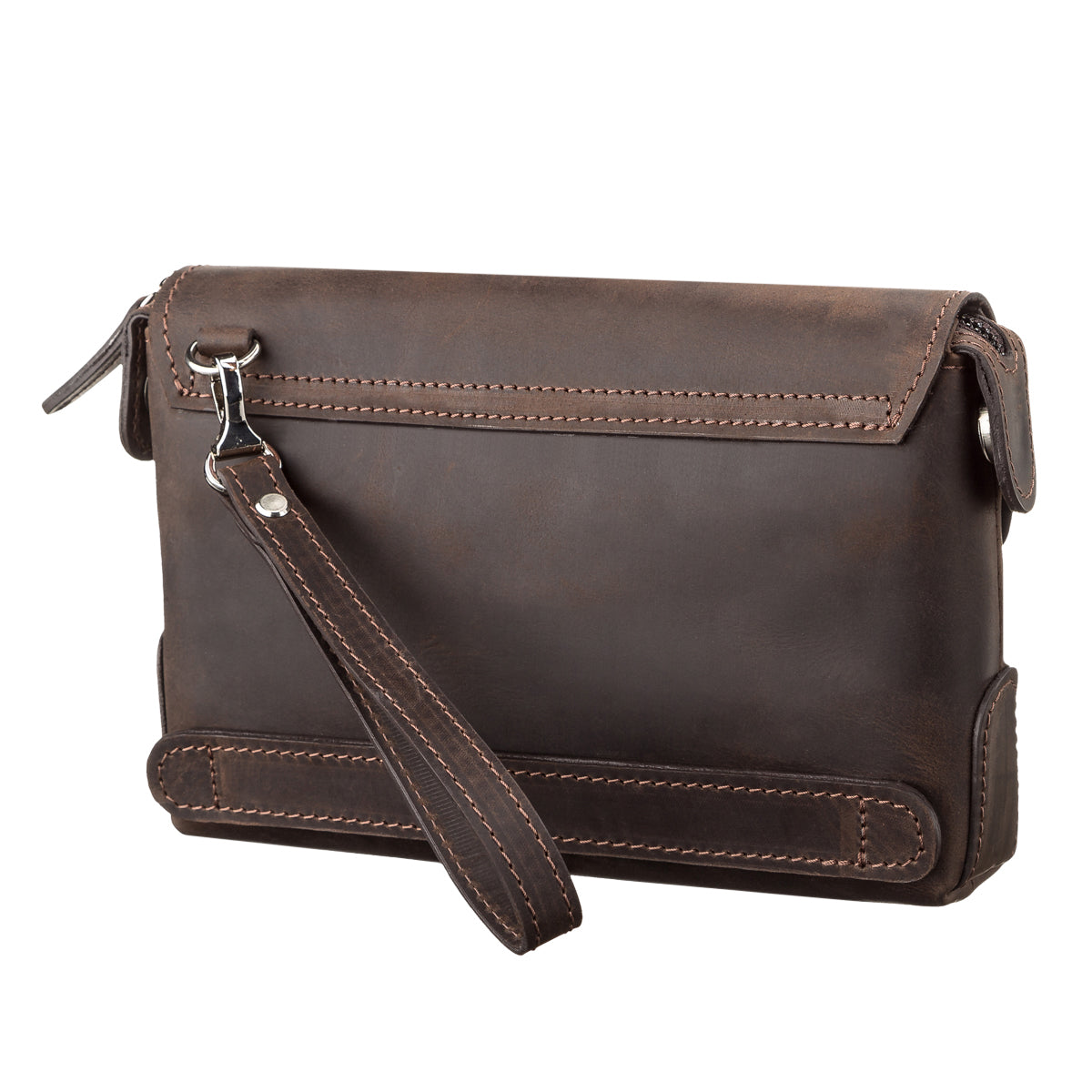 Men's Leather Clutch SHVIGEL 11085 Brown Natural Leather High-Quality Design