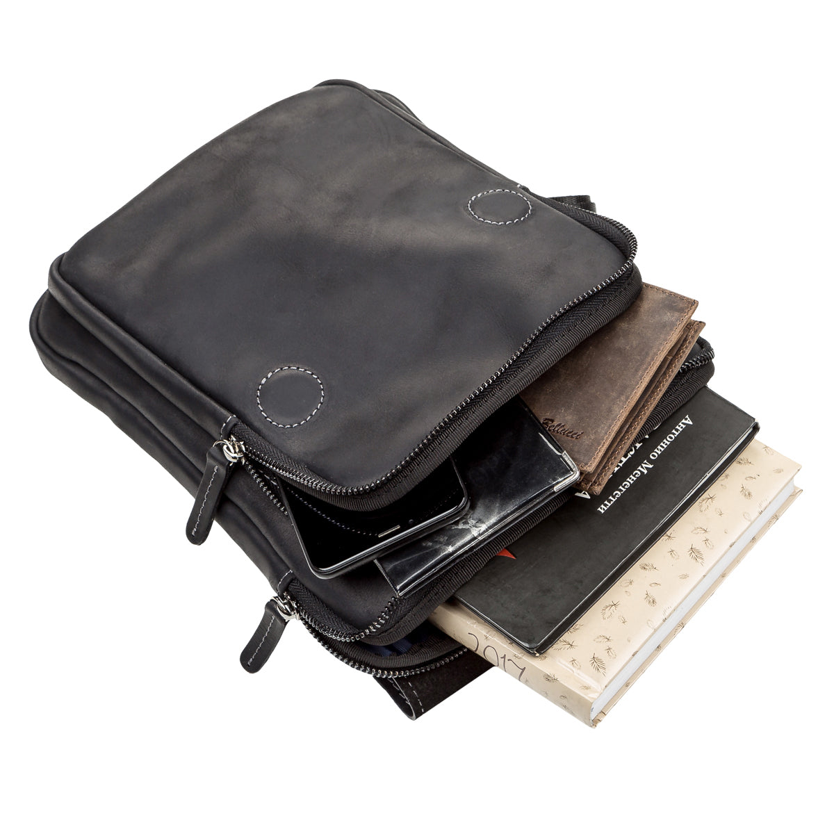Men's Leather Bag SHVIGEL 11092 Black Genuine Leather from Ukraine, Stylish and Durable