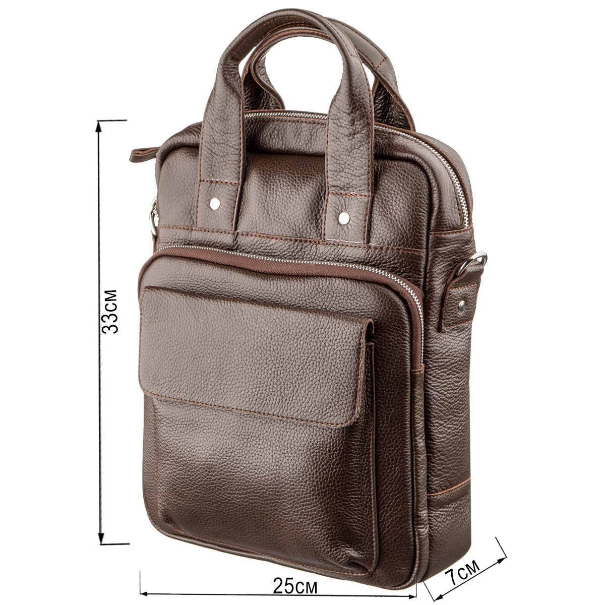 High-Quality SHVIGEL Vertical Men's Bag A4 Format 11168 Brown Flotar Genuine Leather