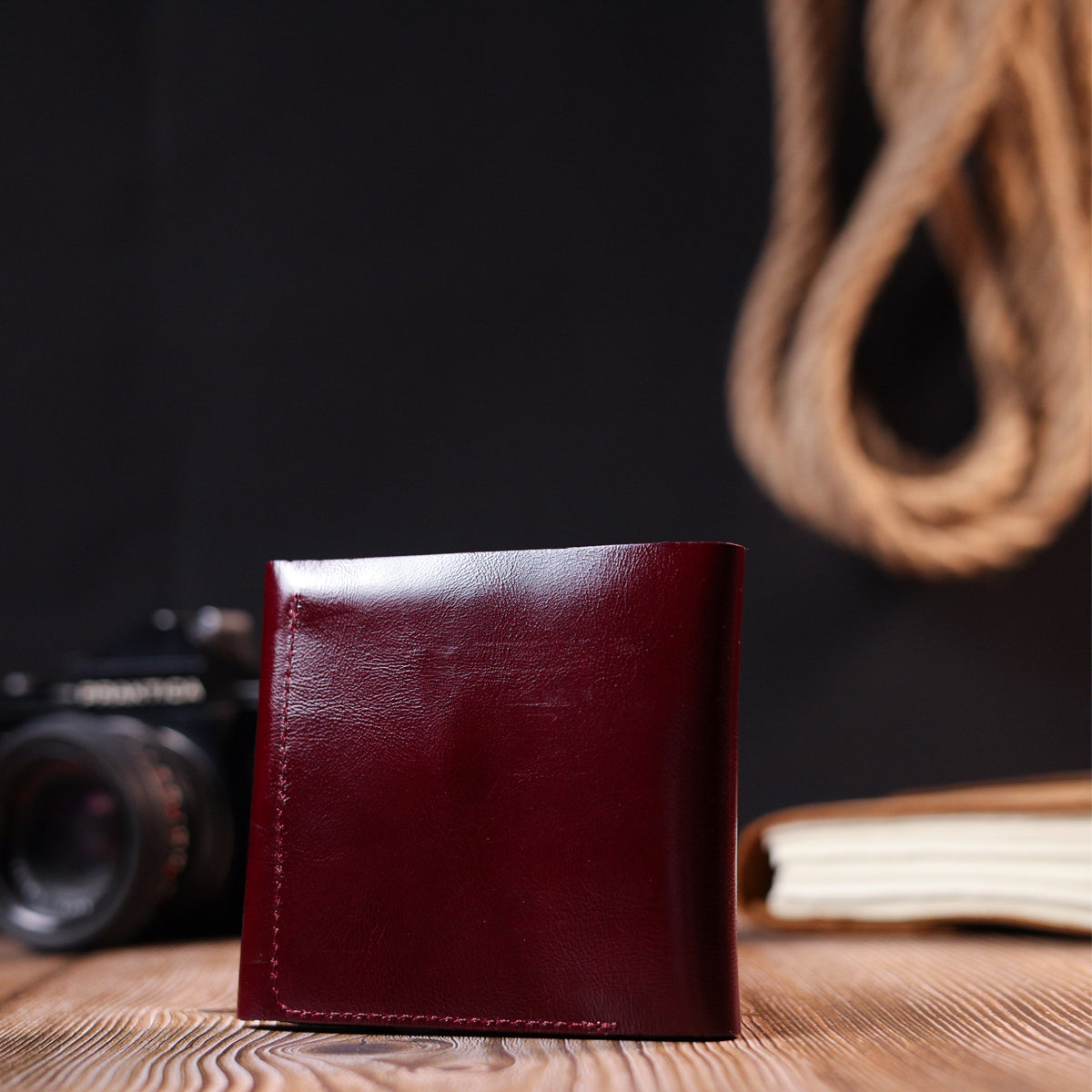 Glossy Leather Women's Wallet SHVIGEL 16620 Cherry Red Made in Ukraine Natural Leather