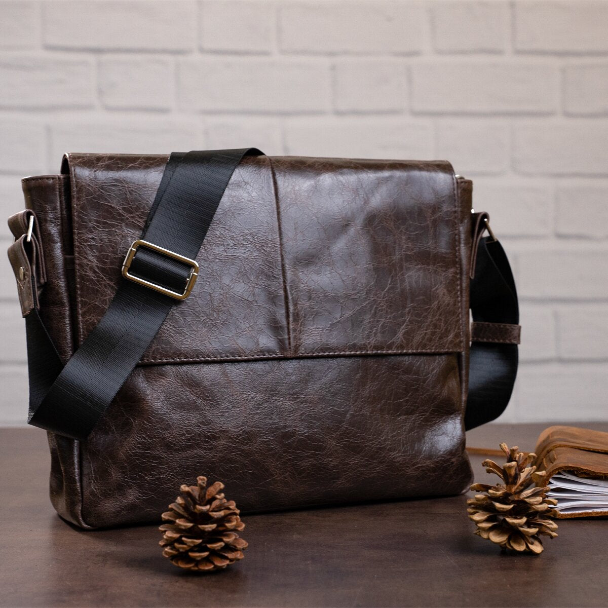 Leather Bag SHVIGEL 00799 Brown Made in Ukraine Natural Leather Durable Design