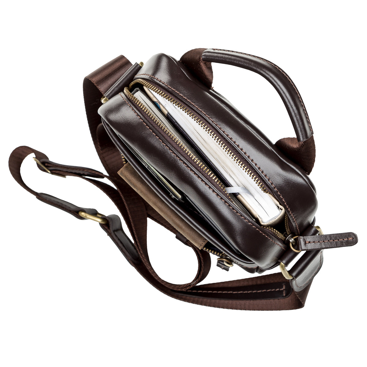 Leather Men's Bag SHVIGEL 11089 Brown Genuine Leather Made in Ukraine