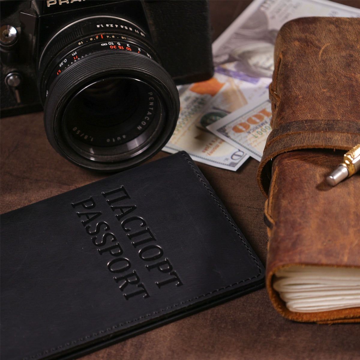Leather Passport Cover SHVIGEL 13917 Black Genuine Leather for Passport Protection
