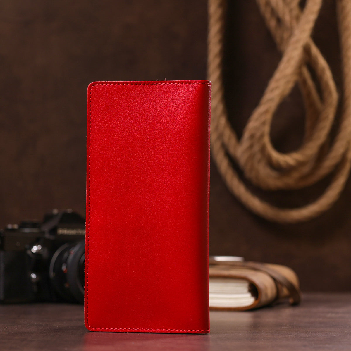Vertical Wallet SHVIGEL 13990 Red Made of Genuine Leather from Ukraine