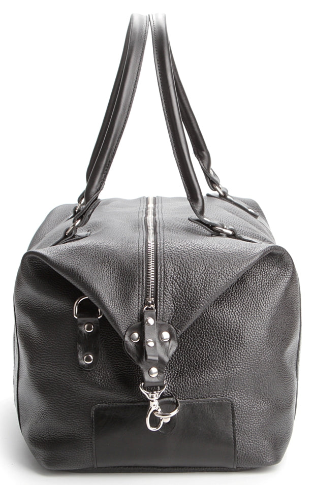 Travel Bag SHVIGEL 00881 Black Natural Leather Handmade in Ukraine