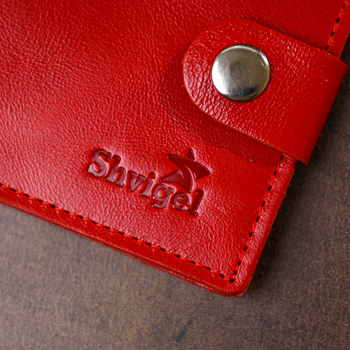 Small Leather Wallet for Women by SHVIGEL 16461 Red, Made from Natural Leather, Ukraine