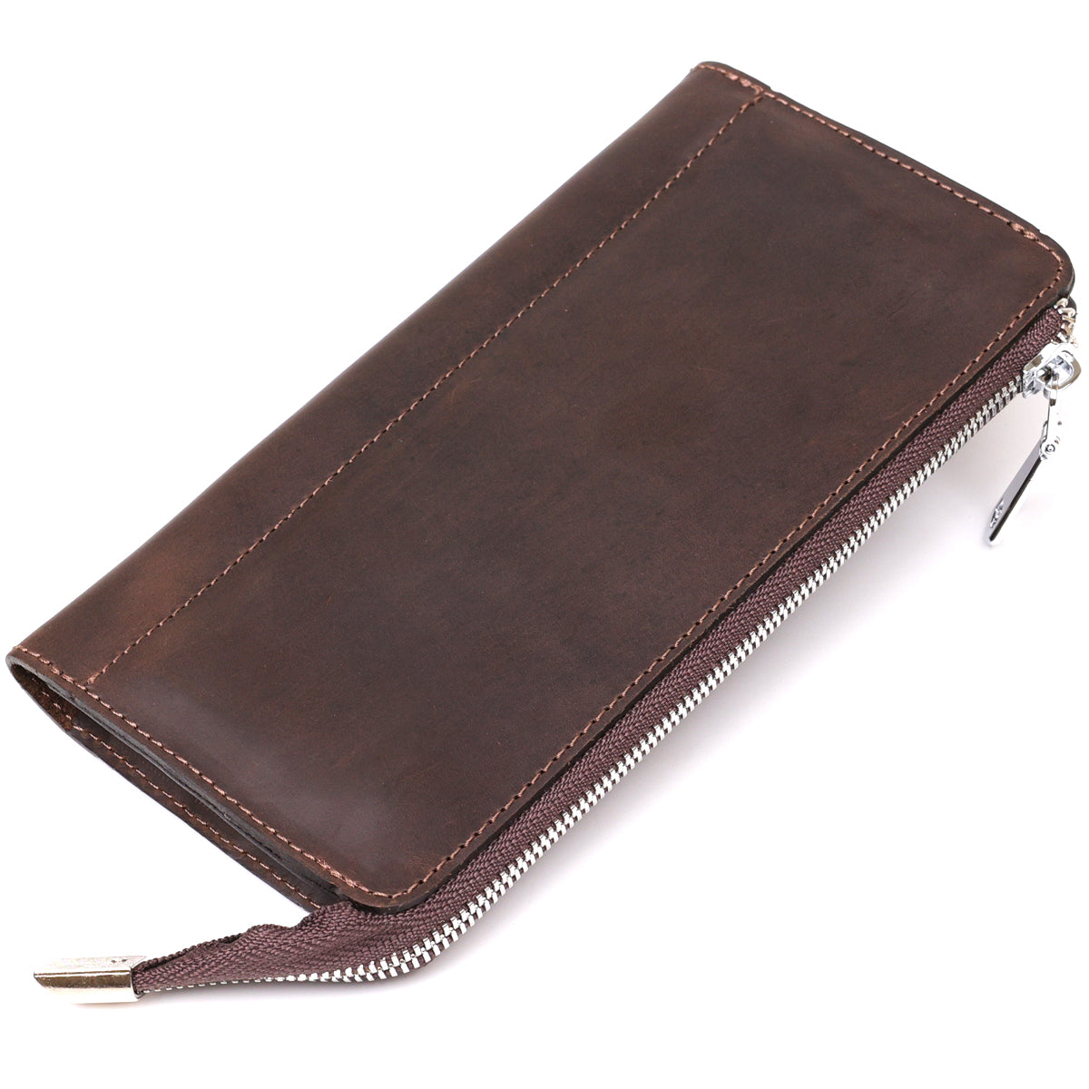 Men's Matte Leather Clutch SHVIGEL 16189 Brown Authentic Ukrainian Design Natural Leather