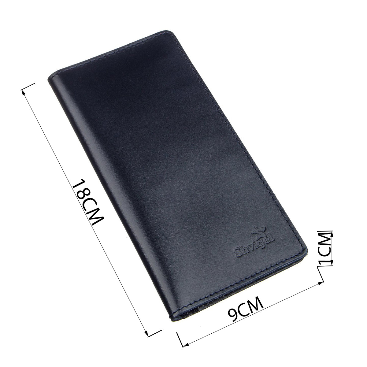 Vertical Wallet SHVIGEL 13993 Blue Natural Leather Handmade from Ukraine