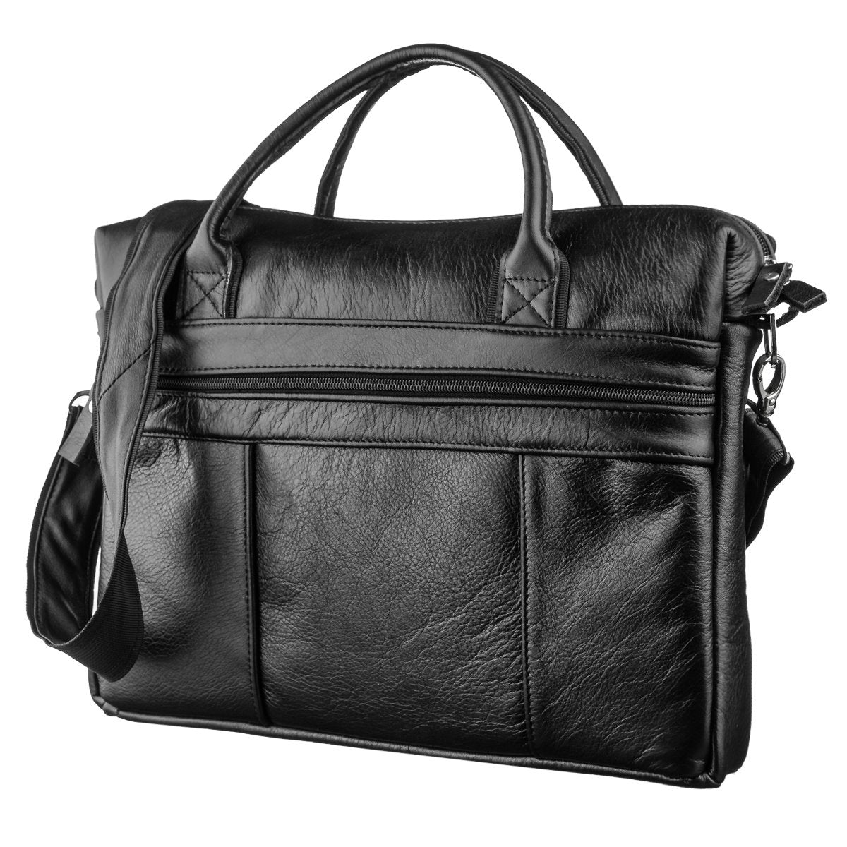 Men's Soft Leather Bag SHVIGEL 15306 Black - Handmade from Genuine Leather, Ukraine