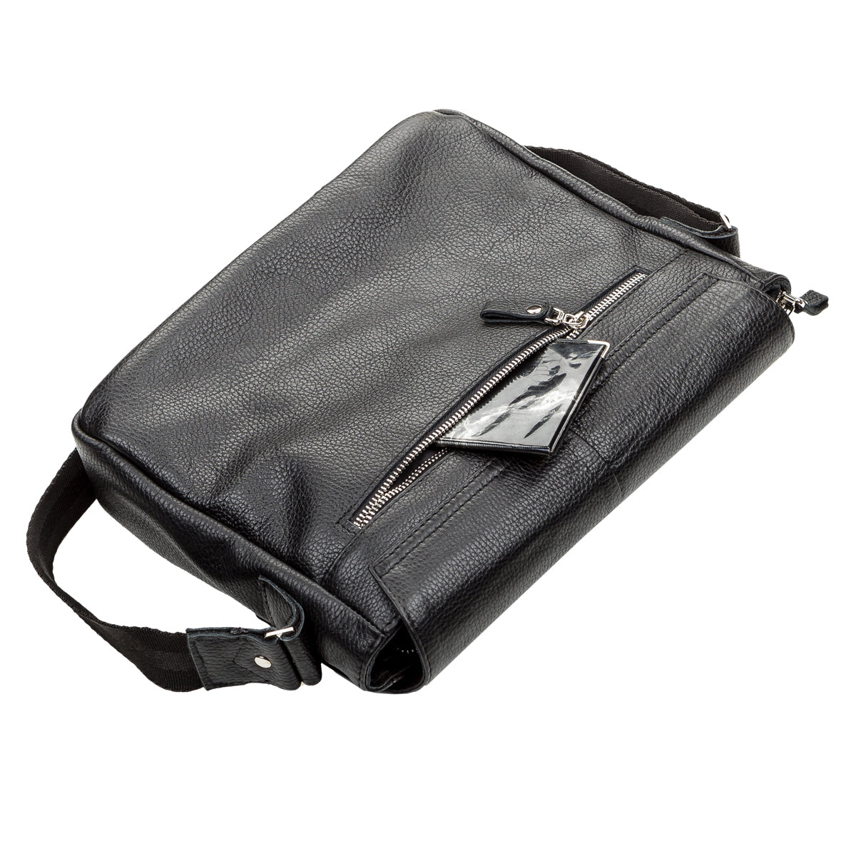 Black SHVIGEL Leather Bag 00797 - Premium Quality Natural Leather, Made in Ukraine