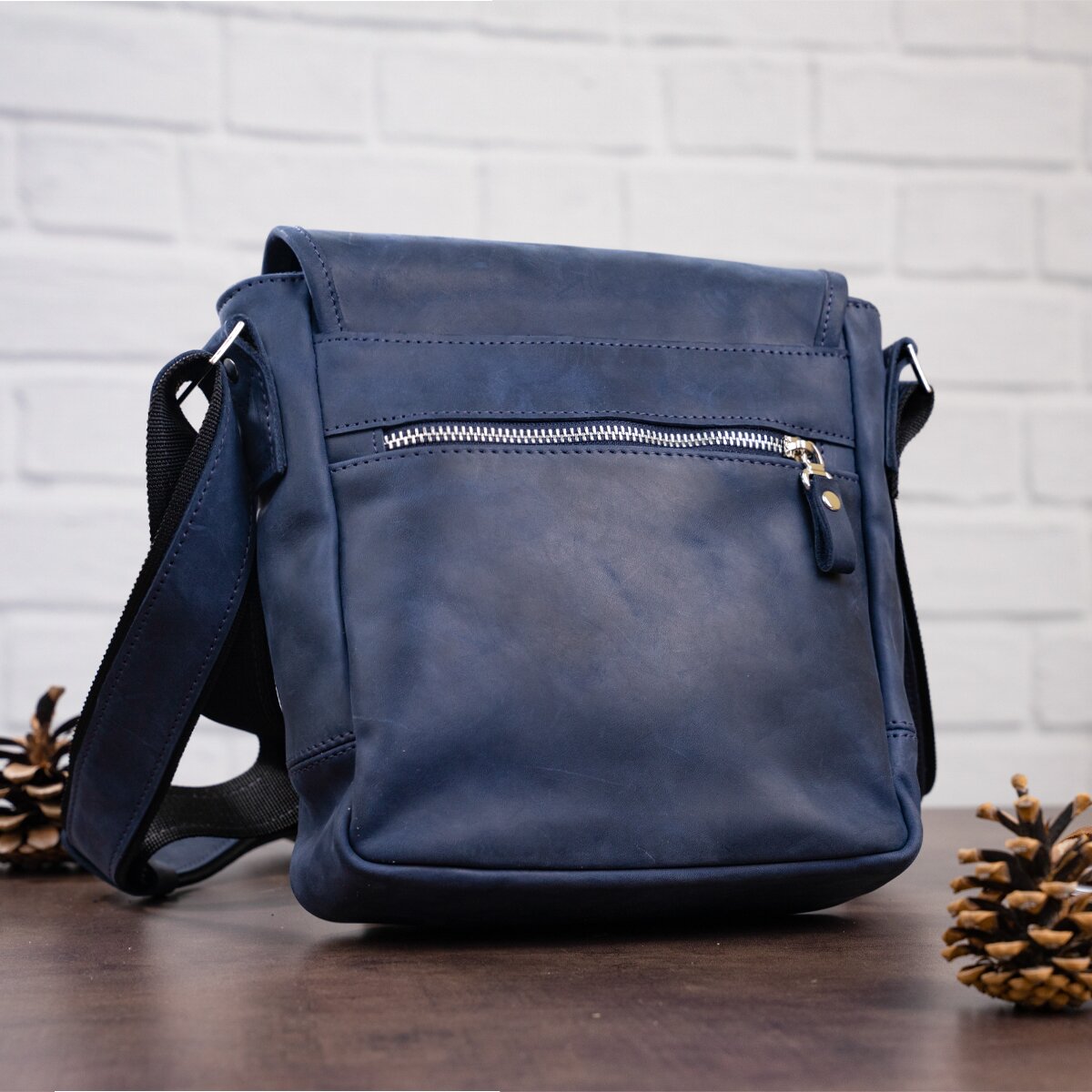 Natural Leather Handbag SHVIGEL 11015 Blue - Ukrainian Quality Craftsmanship