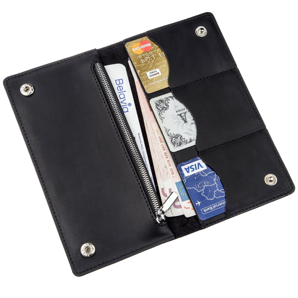 Men's Vertical Wallet SHVIGEL 16200 Vintage Leather Black Natural Skin