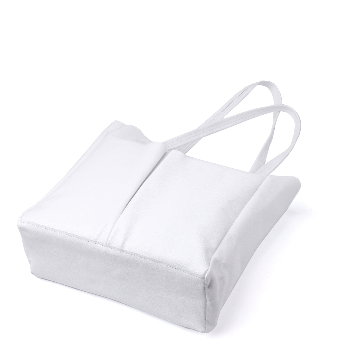 Practical White Leather Shopper Bag SHVIGEL 22844 - Made in Ukraine, Premium Quality