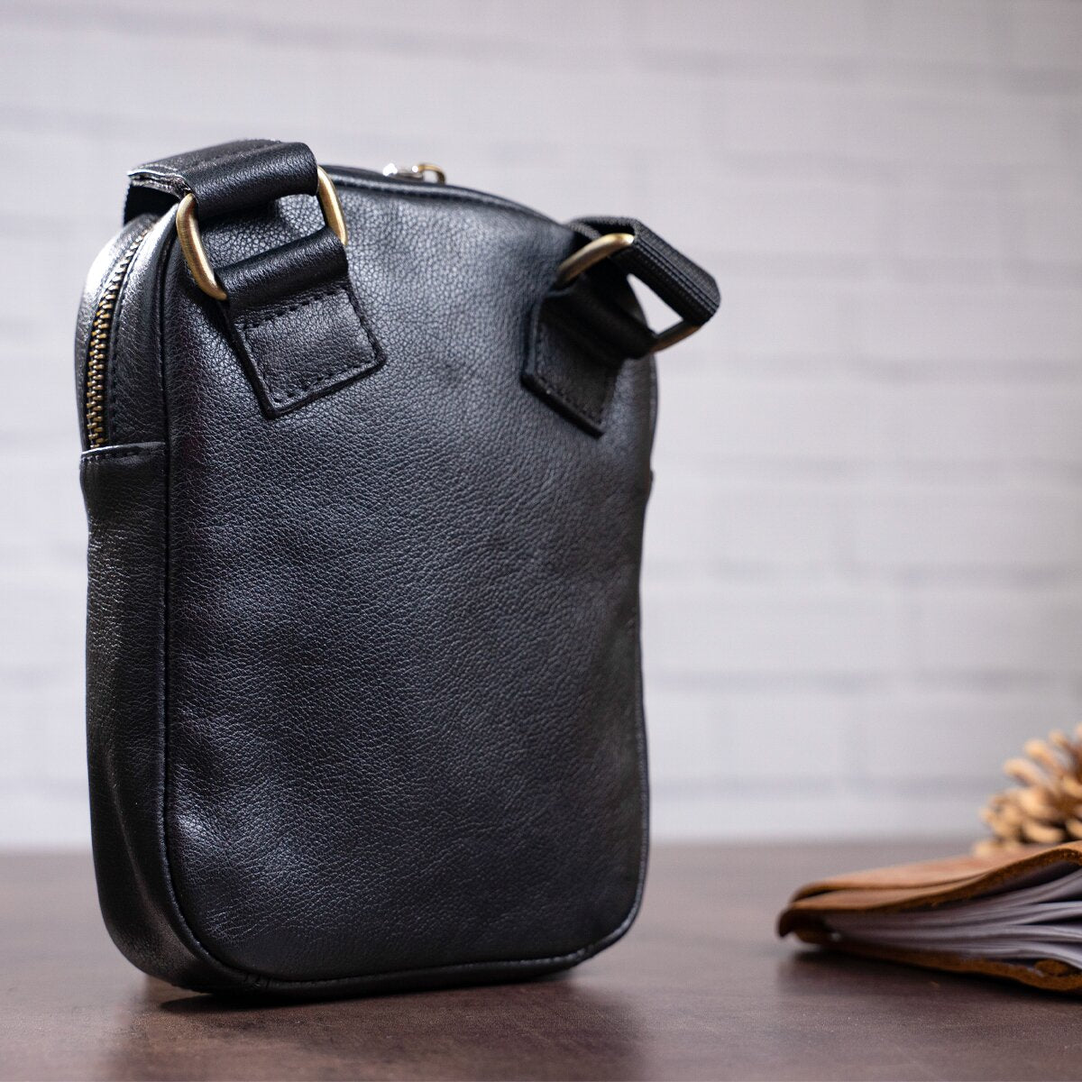 Men's Leather Bag SHVIGEL 19102 Black Natural Leather Stylish Design