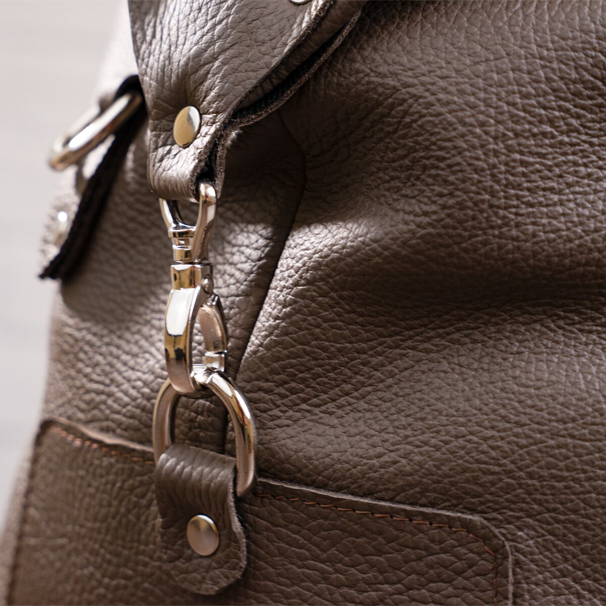 Travel Bag SHVIGEL 00889 Gray Genuine Leather Made in Ukraine