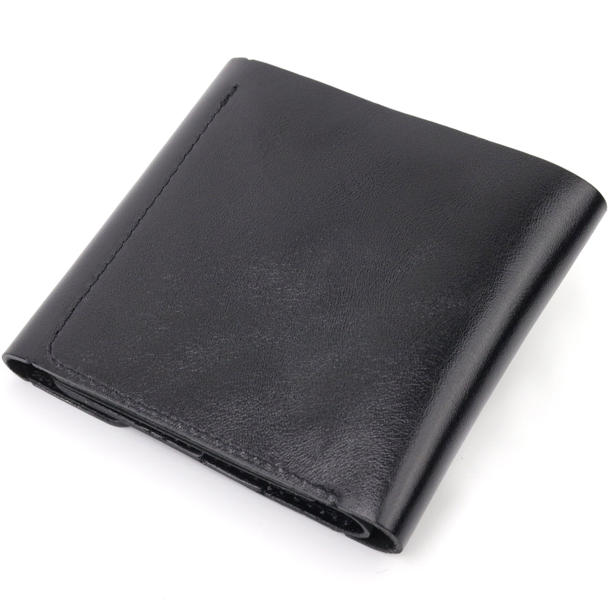 Men's Glossy Leather Wallet SHVIGEL 16617 Black Natural Leather Handmade