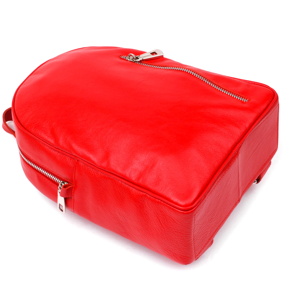Bright Red Women's Leather Backpack by SHVIGEL, Model 16316 - Made in Ukraine