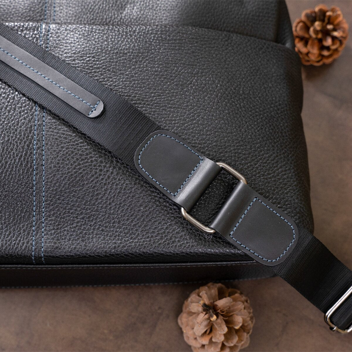 Leather Laptop Bag SHVIGEL 11243 Black Natural Leather Handmade Design