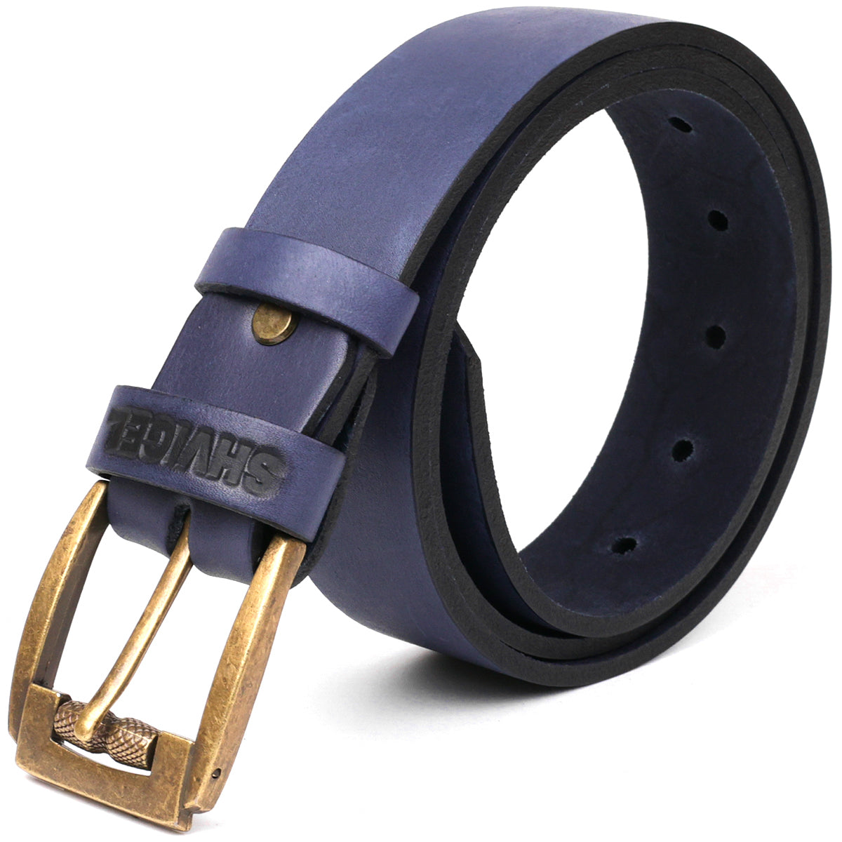 Leather Men's Belt SHVIGEL 11258 Blue Genuine Leather Made in Ukraine