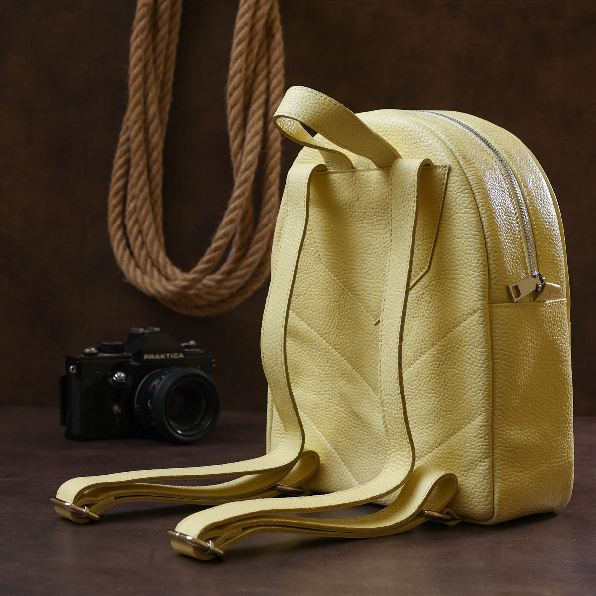 Original Women's Leather Backpack SHVIGEL 16307 Lemon Yellow - Genuine Leather, Stylish Design