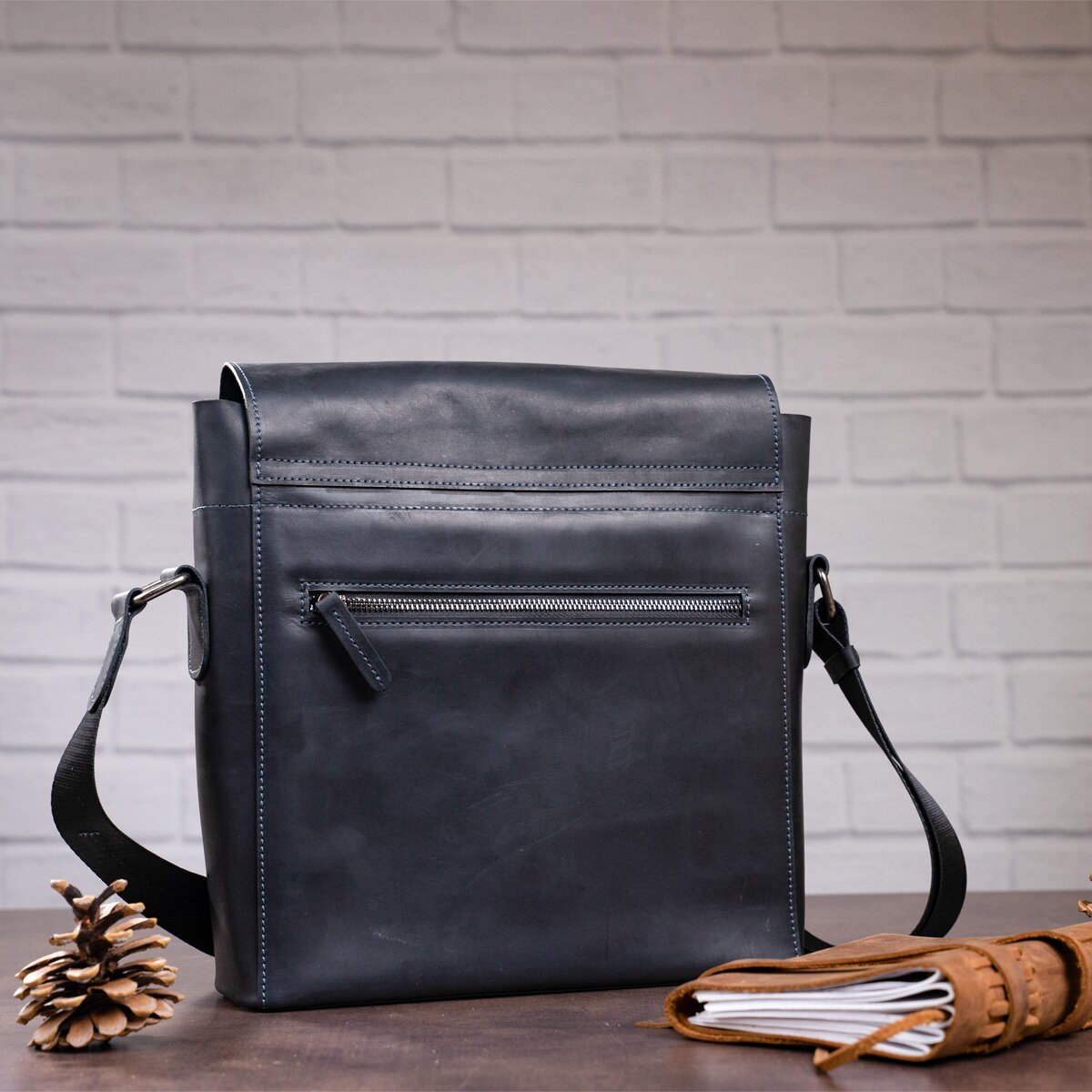 Men's Leather Bag SHVIGEL 11112 Black Genuine Leather from Ukraine