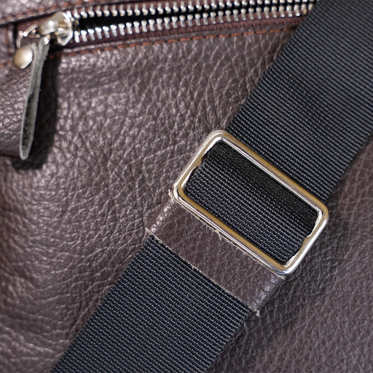 Leather Messenger Bag SHVIGEL 00899 Brown Genuine Leather, Made in Ukraine